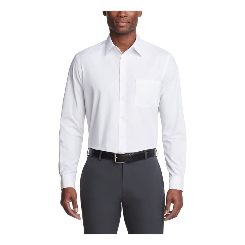 Van Heusen Men's Dress Shirt Regular Fit Poplin Solid, White, 17.5" Neck 36"-37" Sleeve - Image 1